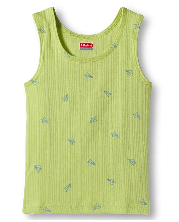 Babyhug Knit Full Sleeves Pullover & Sleeveless Thermal Vest & Pant Set with Origami Plane Print - Green