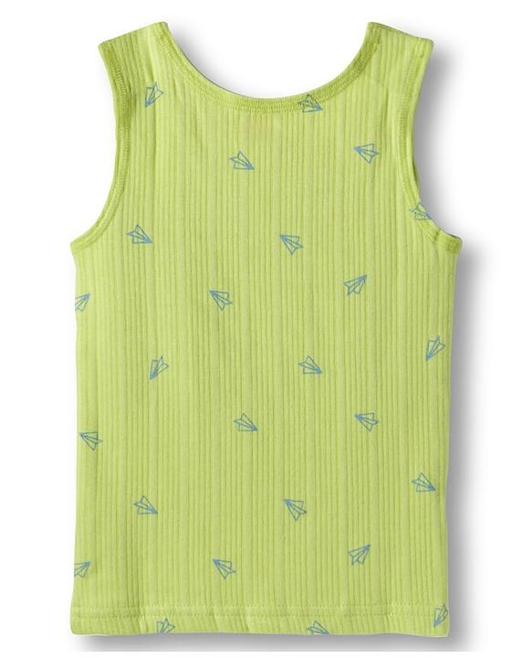 Babyhug Knit Full Sleeves Pullover & Sleeveless Thermal Vest & Pant Set with Origami Plane Print - Green