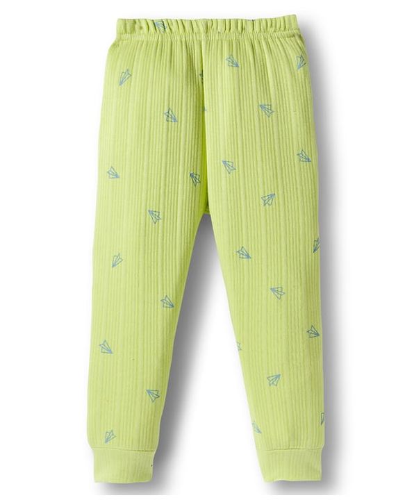 Babyhug Knit Full Sleeves Pullover & Sleeveless Thermal Vest & Pant Set with Origami Plane Print - Green