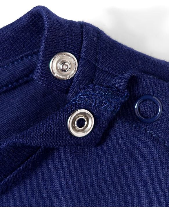 Babyhug Cotton Knit Full Sleeves Night Suit With Santa Print - Navy Blue