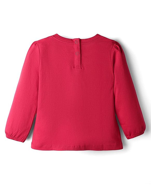 Babyhug 100 % Cotton Knit Full Sleeves Top with Sequined Heart - Red