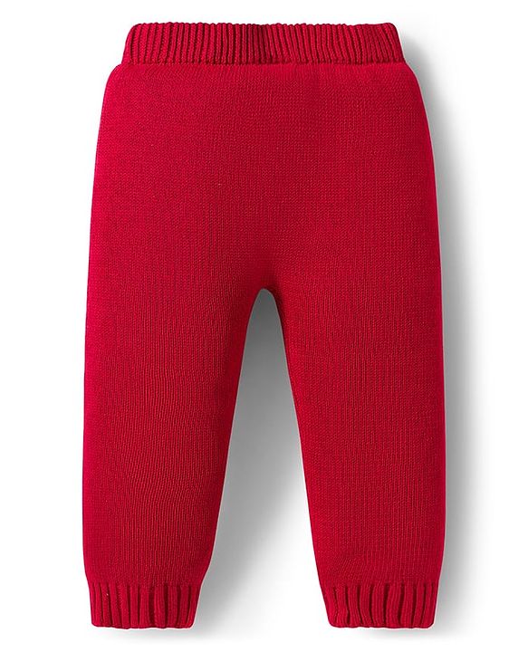 Babyhug Cotton Knit Full Raglan Sleeves Striped Sweater Set with Cap - Red