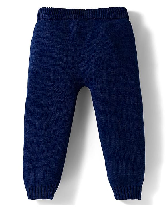 Babyhug Cotton Knit Full Raglan Sleeves Sweater Set with Fair Isle Design & Cap - Navy Blue
