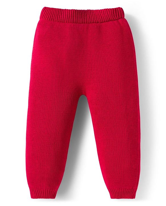 Babyhug Cotton Knit Full Sleeves Pullover Sweater Set with Cap & Cable Knit Design - Red