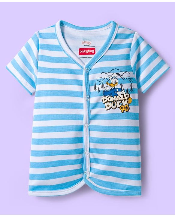Babyhug Disney Interlock Knit Half Sleeves Jhablas With Donald Duck Print Pack Of 3 - Yellow Light Blue & Sea Green