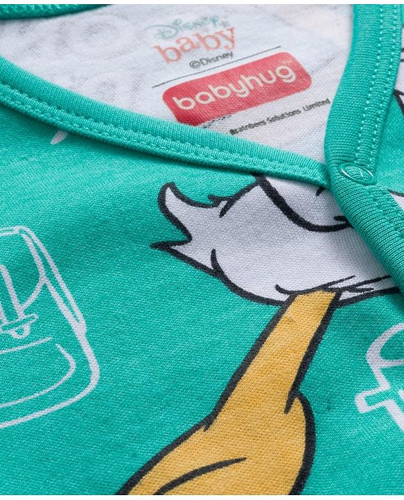 Babyhug Disney Interlock Knit Half Sleeves Jhablas With Donald Duck Print Pack Of 3 - Yellow Light Blue & Sea Green