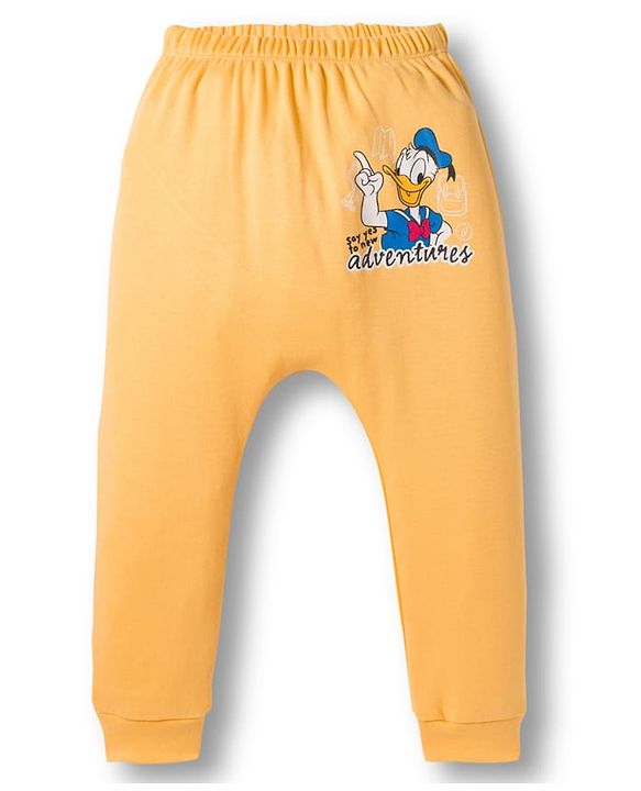 Babyhug Disney Interlock Knit Full Length Diaper Leggings With Donald Duck Graphics Pack Of 3 - Light Blue Sea Green & Yellow