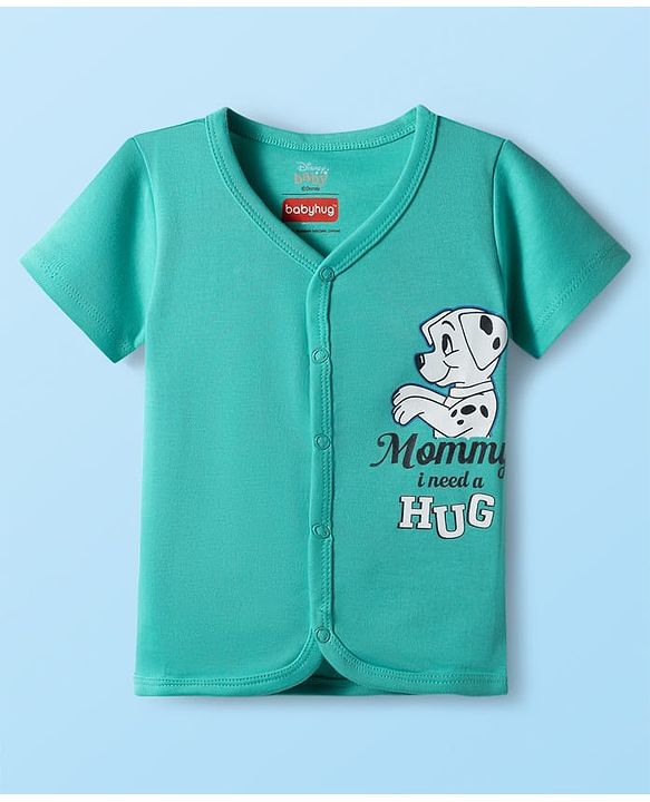 Babyhug Disney Interlock Knit Half Sleeves Jhablas With Dalmatians Print Pack Of 3 - White Blue & Sea Green