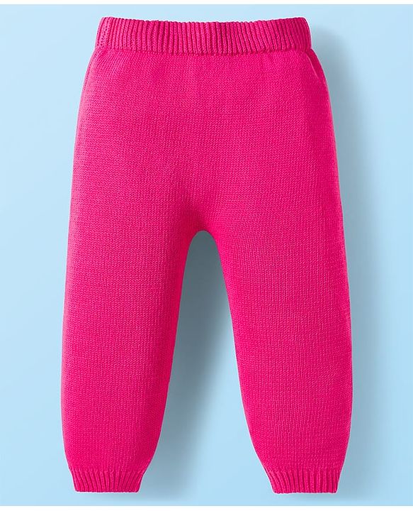 Babyhug Cotton Knit Full Sleeves Sweater Set with Bow Applique & Cap - Dark Pink