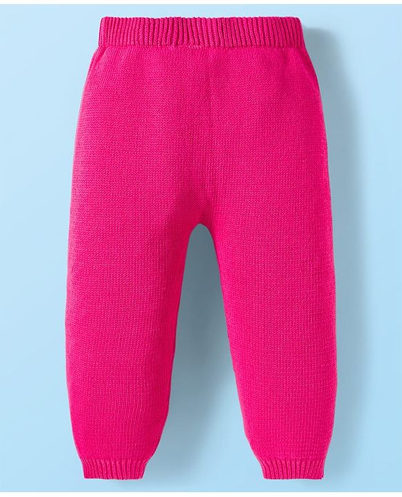 Babyhug Cotton Knit Full Sleeves Sweater Set with Bow Applique & Cap - Dark Pink