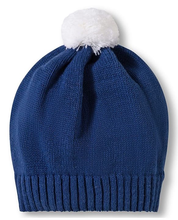 Babyhug Cotton Knit Full Sleeves Sweater Set with Cap  & Star Design - Navy Blue