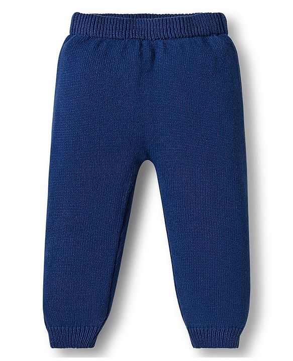 Babyhug Cotton Knit Full Sleeves Sweater Set with Cap  & Star Design - Navy Blue