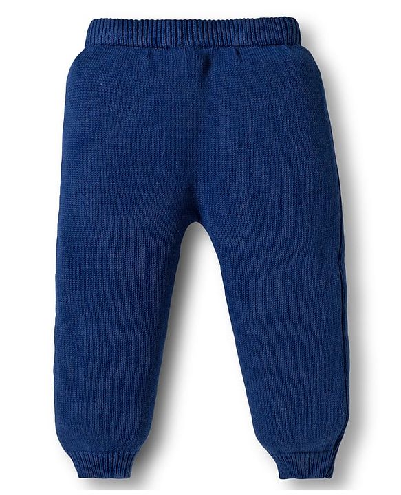 Babyhug Cotton Knit Full Sleeves Sweater Set with Cap  & Star Design - Navy Blue