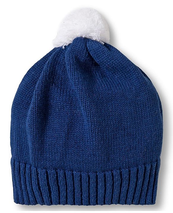 Babyhug Cotton Knit Full Sleeves Sweater Set with Cap  & Star Design - Navy Blue