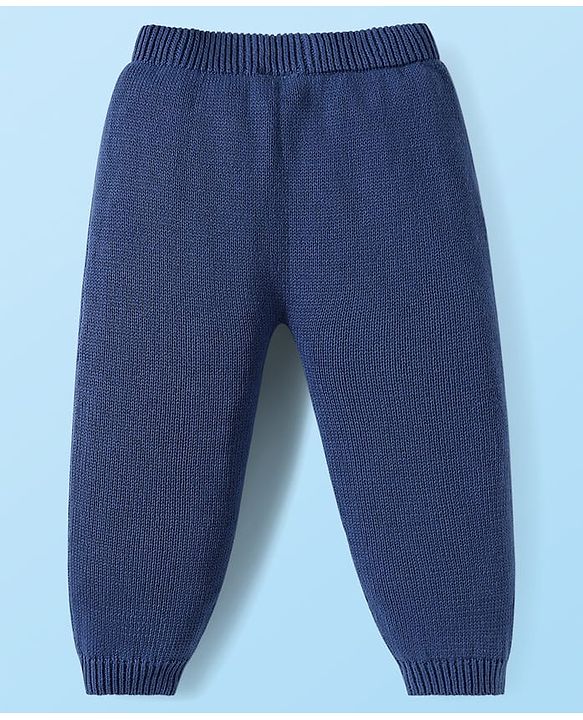 Babyhug Knit Full Raglan Sleeves Pullover Sweater Set with Cap & Aztec Design - Navy Blue