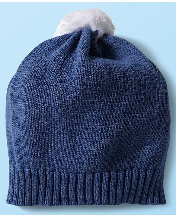 Babyhug Knit Full Raglan Sleeves Pullover Sweater Set with Cap & Aztec Design - Navy Blue