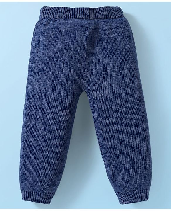 Babyhug Knit Full Raglan Sleeves Pullover Sweater Set with Cap & Aztec Design - Navy Blue