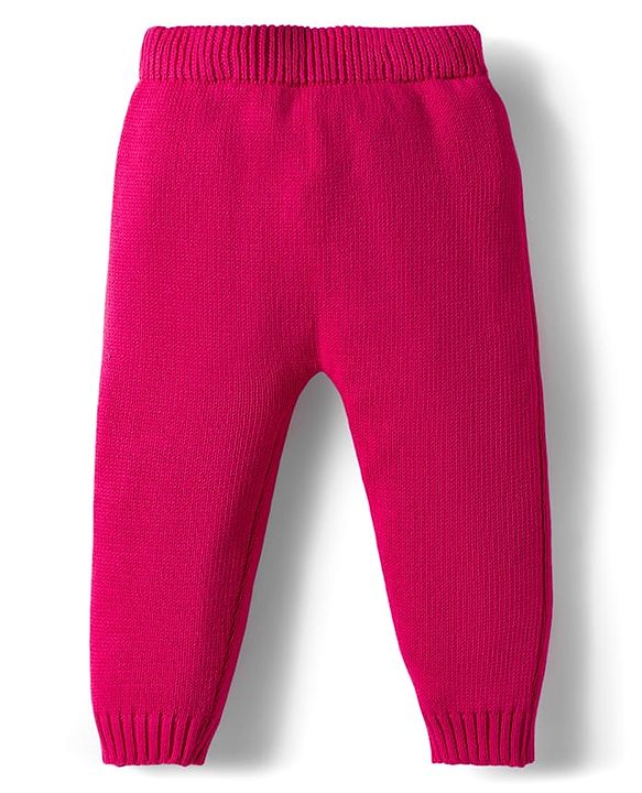 Babyhug Cotton Knitted Full Sleeves Sweater Set With Floral Design & Cap - Pink & White