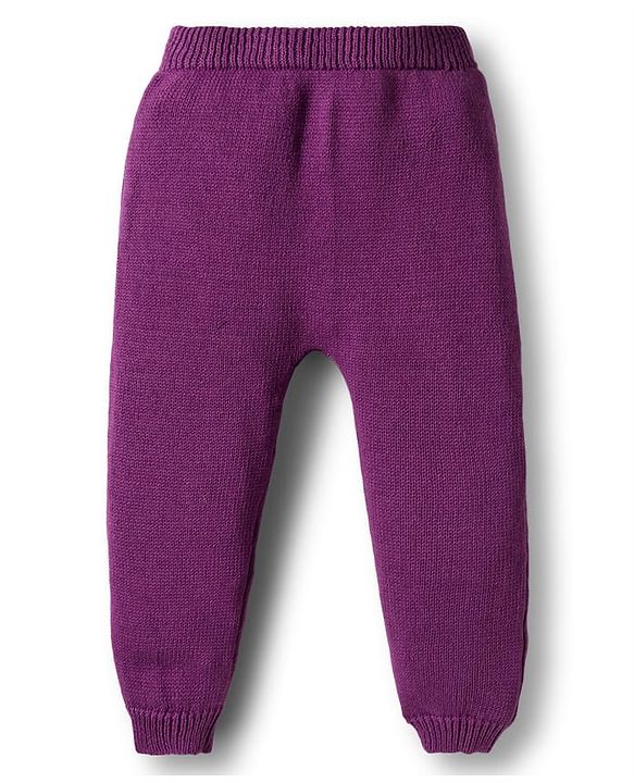 Babyhug Cotton Knit Full Sleeves Sweater Set with Cap & Floral Design - Purple