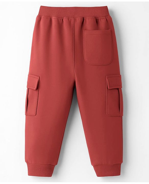Babyhug French Terry Knit Lounge Pant With Text Print - Maroon