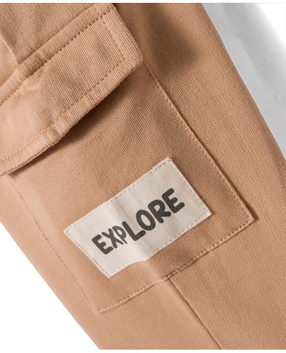 Babyhug French Terry Knit Full Length Lounge Pant Set With Text Badge - Cream