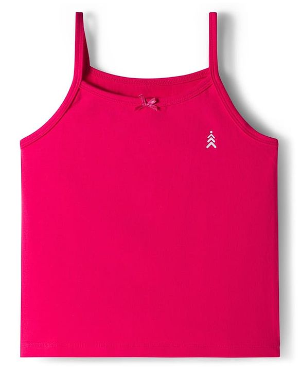 Pine Kids Cotton Elastane Knit Singlet Sleeves Solid Color Slips Pack of 3 (Color May Vary)