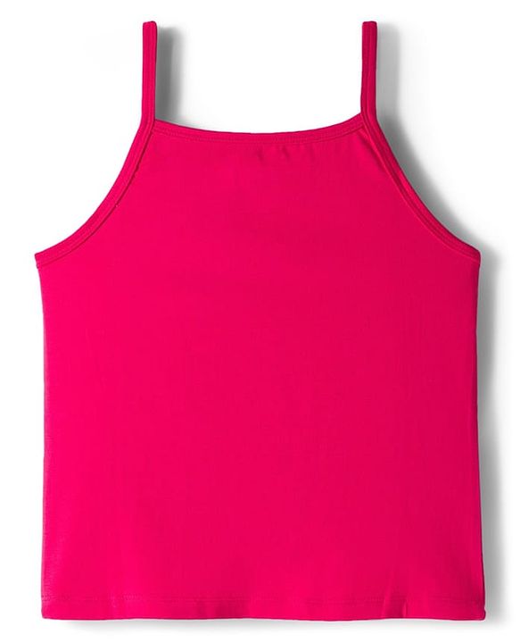 Pine Kids Cotton Elastane Knit Singlet Sleeves Solid Color Slips Pack of 3 (Color May Vary)