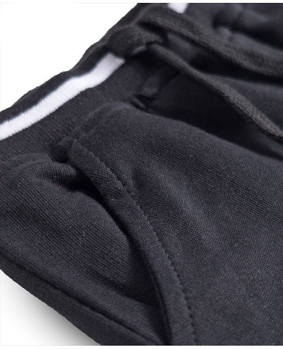 Babyhug French Terry Knit Full Length Lounge Pant With Text Print - Black
