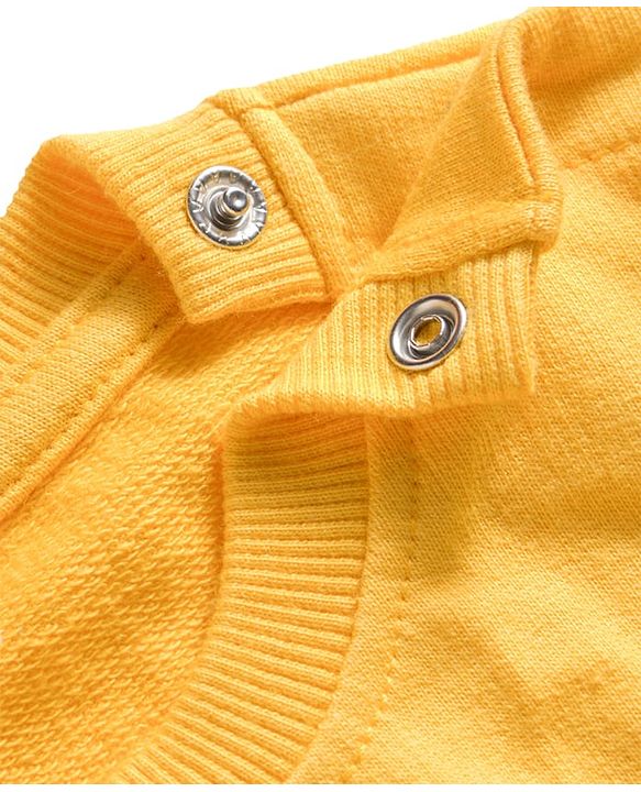 Babyhug Cotton Knit Full Sleeves Sweatshirt With Floral Applique - Yellow