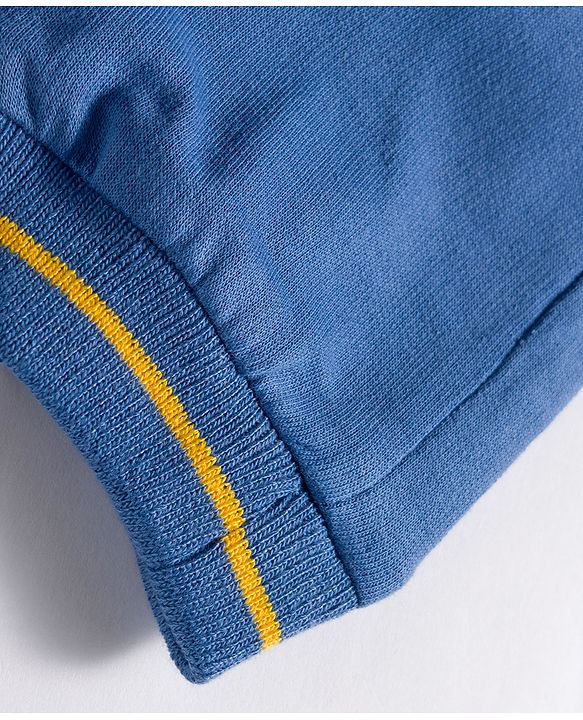 Babyhug French Terry Knit Full Length Solid Color Lounge Pant with Pocket - Blue