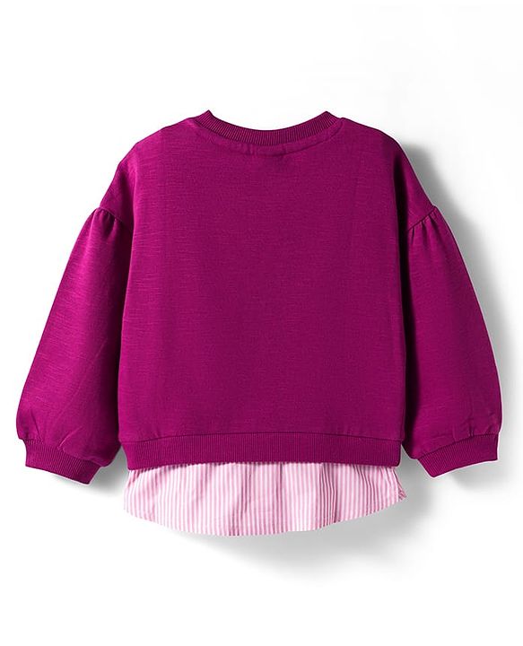 Babyhug Cotton Knit Full Sleeves Sweatshirt With Adorable Print - Dark Pink