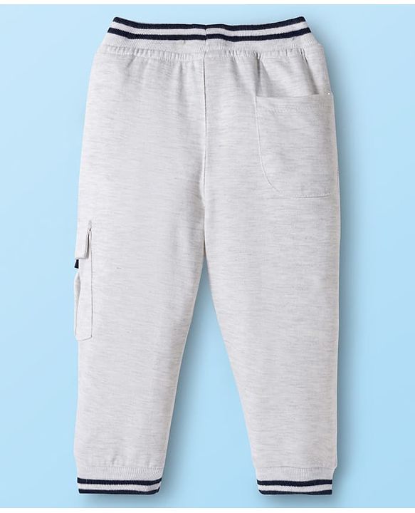 Babyhug Knit Full Length French Terry Lounge Pant With Text Print - White