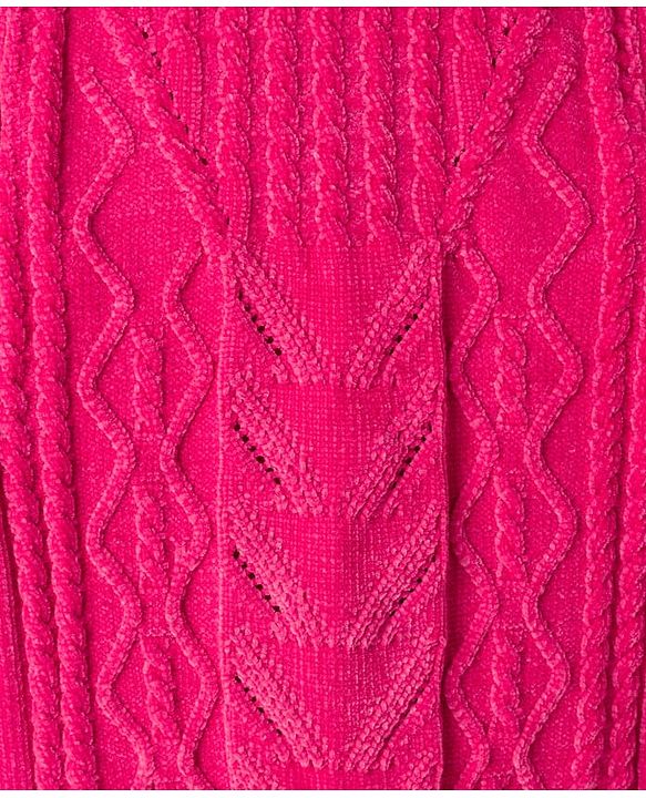 Babyhug Knit Full Sleeves Pullover Sweater with Cable Knit Design & Frill Detailing - Dark Pink