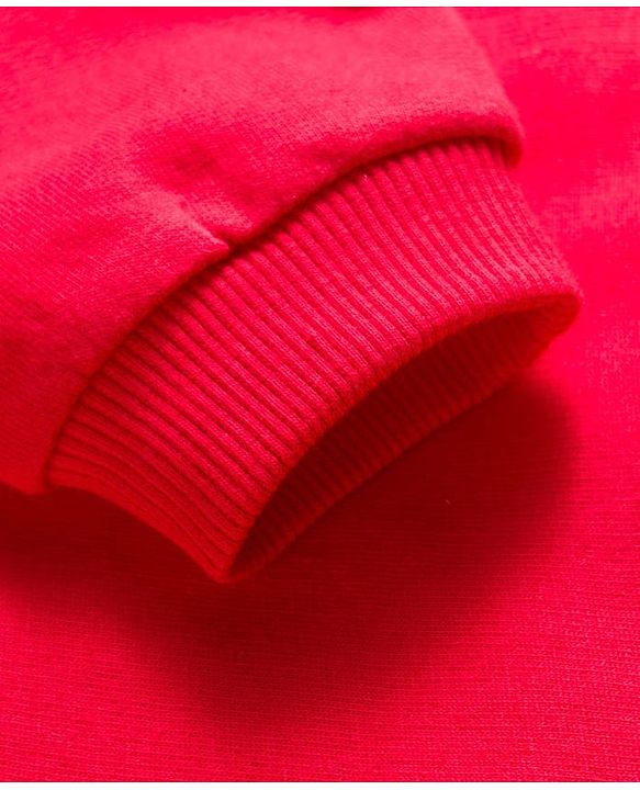 Babyhug Cotton Knit Full Sleeves Sweatshirt with Peter Pan Collar Floral Embroidery & Kangaroo Pocket - Red