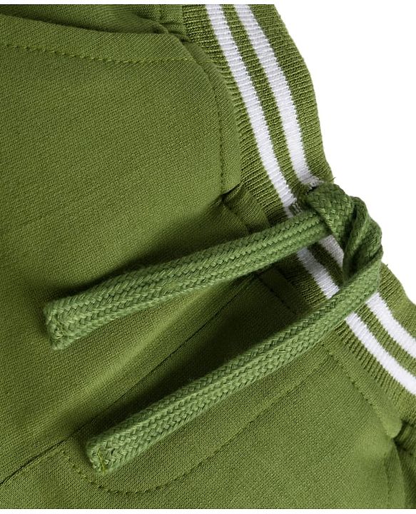 Babyhug French Terry Knit Full Length Lounge Pant with Pockets & Adventure Text Print - Green