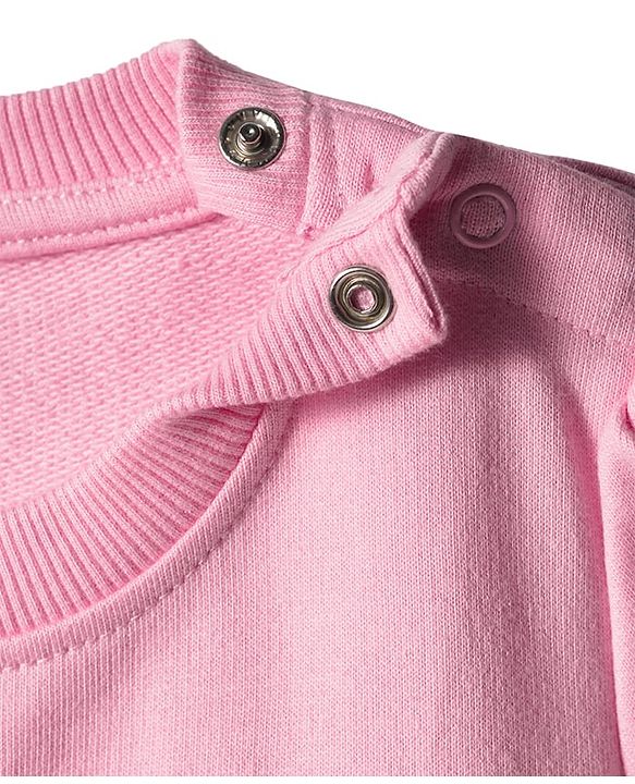Babyhug Cotton Knit Full Sleeves Sweatshirt With Floral Print & Applique - Pink