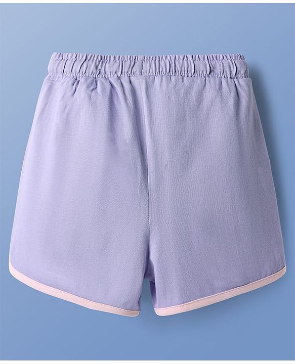 Pine Kids Disney Single Jersey Knit Half Sleeves Shorts Night Suit with Disney Princess Graphics - Pink & Lilac