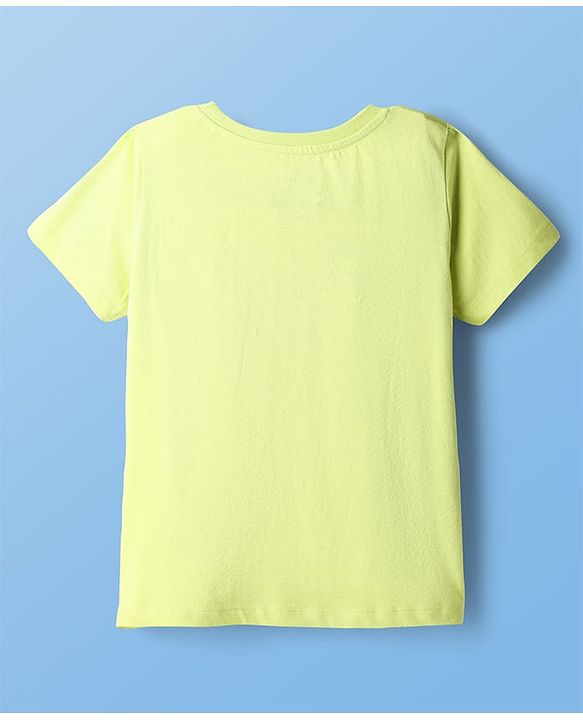 Pine Kids Disney Single Jersey Knit Half Sleeves Shorts Night Suit with Disney Princess Cinderella Graphics - Limegreen