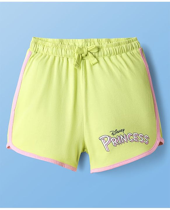 Pine Kids Disney Single Jersey Knit Half Sleeves Shorts Night Suit with Disney Princess Cinderella Graphics - Limegreen