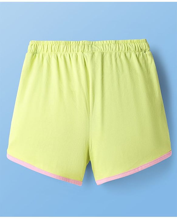 Pine Kids Disney Single Jersey Knit Half Sleeves Shorts Night Suit with Disney Princess Cinderella Graphics - Limegreen