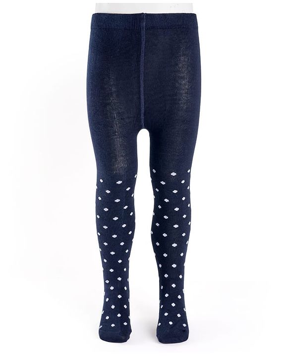 Cutewalk by Babyhug Anti Bacterial Footed Tights With Polka Dots - Navy Blue
