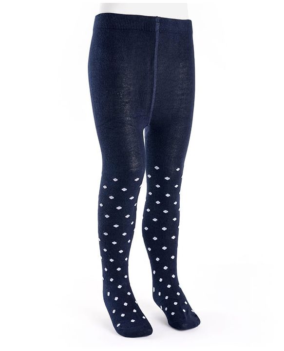 Cutewalk by Babyhug Anti Bacterial Footed Tights With Polka Dots - Navy Blue
