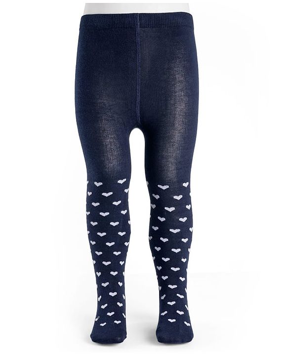 Cutewalk by Babyhug Cotton Knit Anti Bacterial Footed Tights With Heart Design - Navy Blue