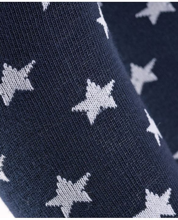 Cutewalk by Babyhug Cotton Knit Anti Bacterial Footed Tights With Star Design - Navy Blue