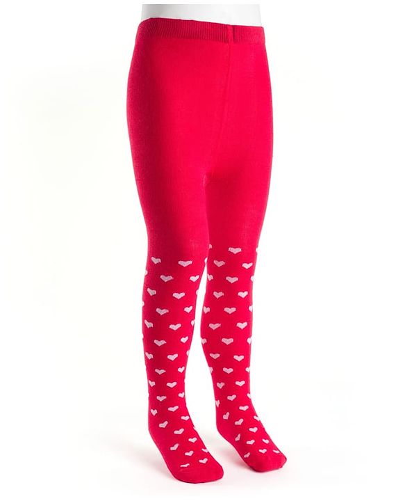 Cutewalk by Babyhug Cotton Knit Anti Bacterial Footed Tights With Heart Design - Red