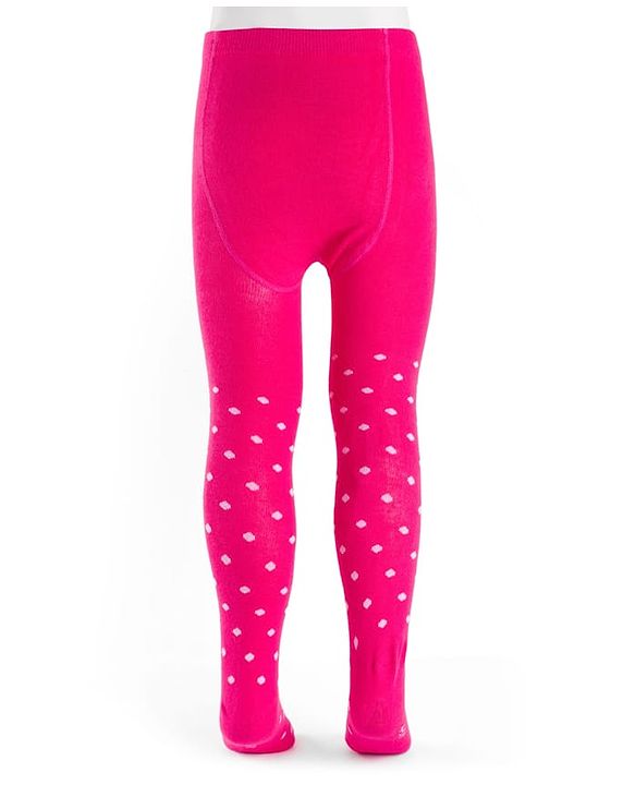 Cute Walk by Babyhug Cotton Knit Anti Bacterial Footed Tights With Polka Dot Design - Dark Pink