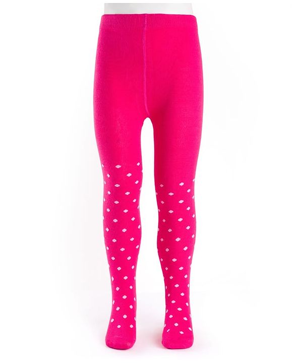 Cute Walk by Babyhug Cotton Knit Anti Bacterial Footed Tights With Polka Dot Design - Dark Pink