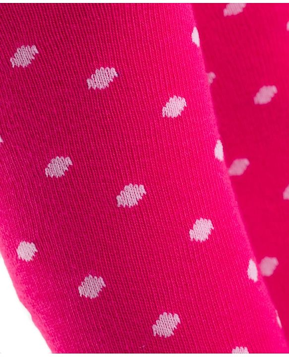 Cute Walk by Babyhug Cotton Knit Anti Bacterial Footed Tights With Polka Dot Design - Dark Pink