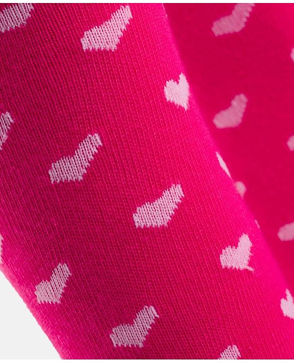 Cute Walk by Babyhug Cotton Knit Anti Bacterial Footed Tights With Heart Design - Dark Pink