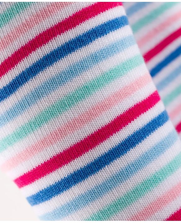Cutewalk by Babyhug Cotton Knit Anti Bacterial Footed Tights With Stripes Design - White